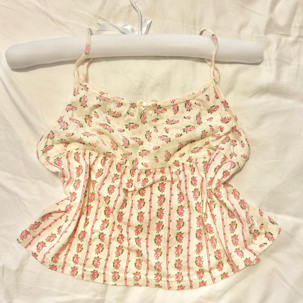 Dainty floral yellow and pink tank top rare Disney Y2K